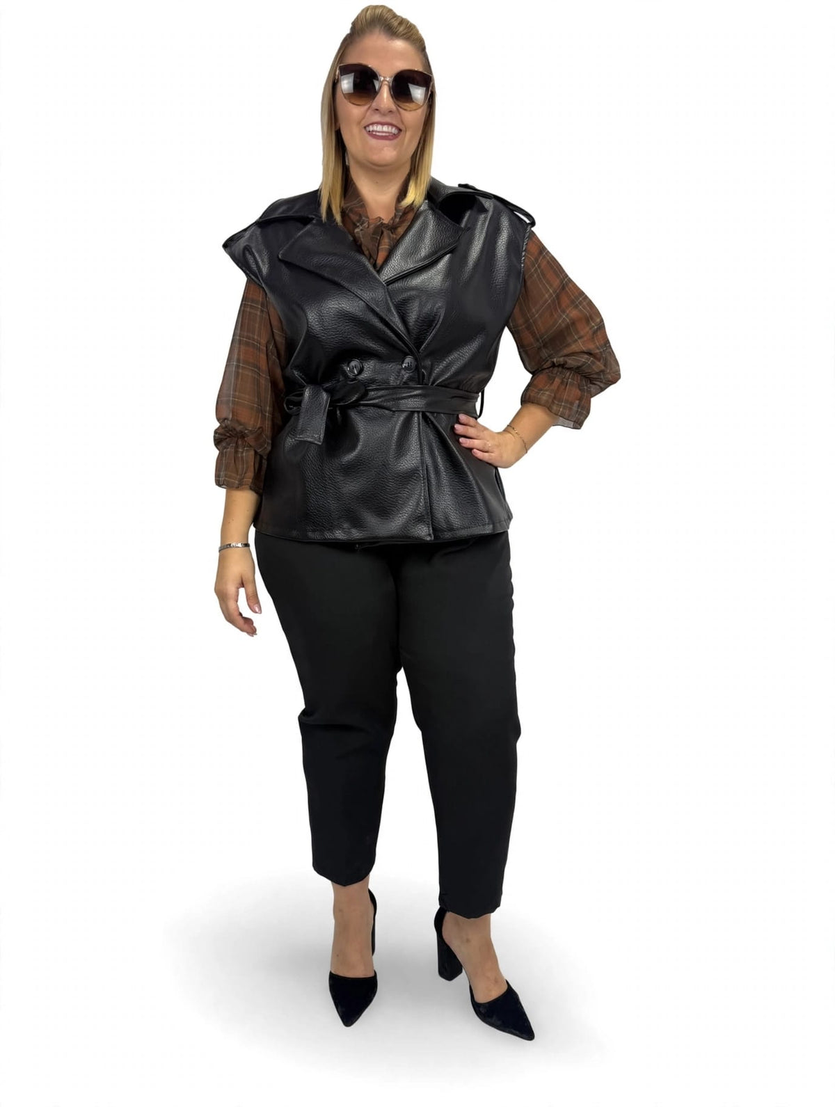 Gilet Eco-Pelle Effetto Trench Curvy